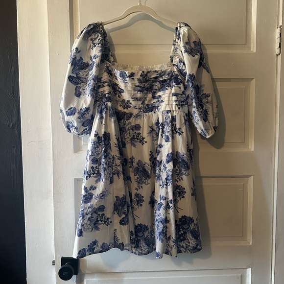 Abercrombie & Fitch The A&F Emerson Poplin Puff Sleeve Mini Dress size XL - Picture 6 of 6